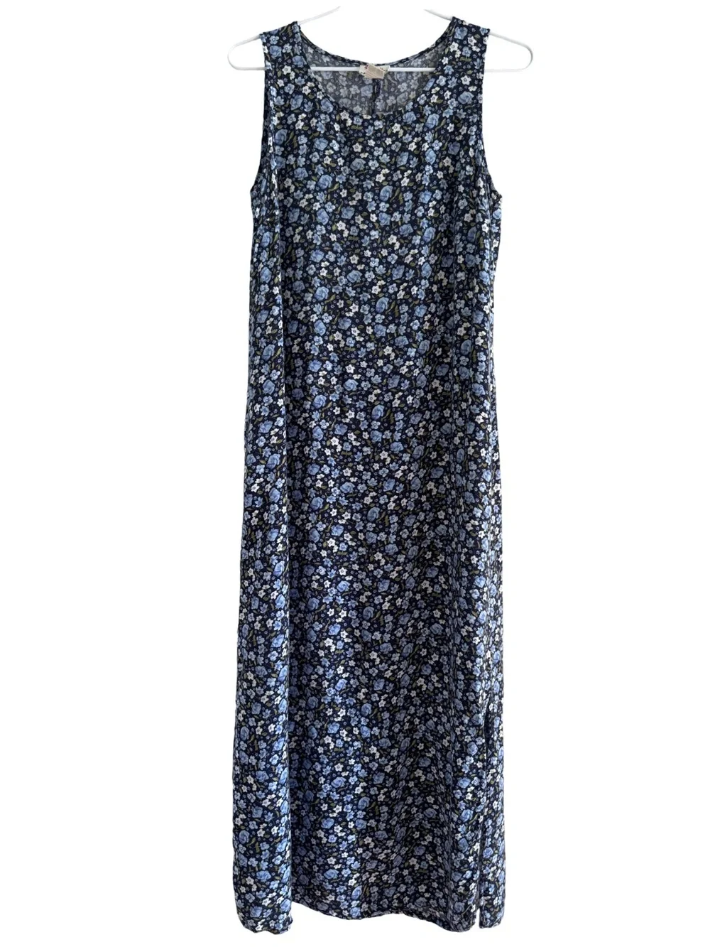 Vintage | Dresses | Vintage 9s Ease Sport Blue Floral Maxi Shirt Dress Size  6 | Poshmark
